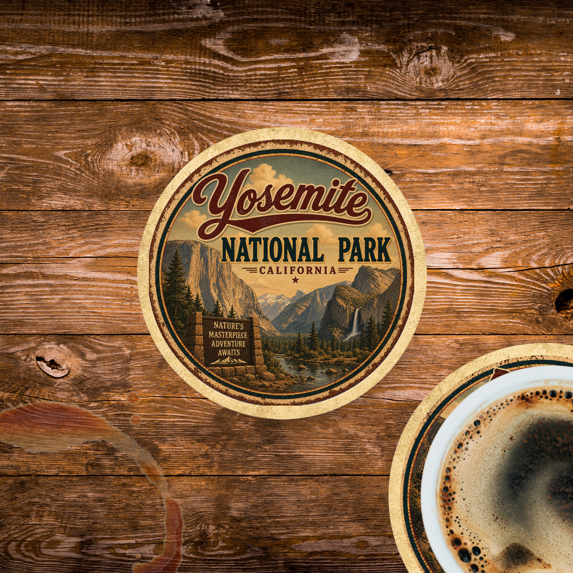 Yosemite National Park Ceramic Coaster – 4" Round